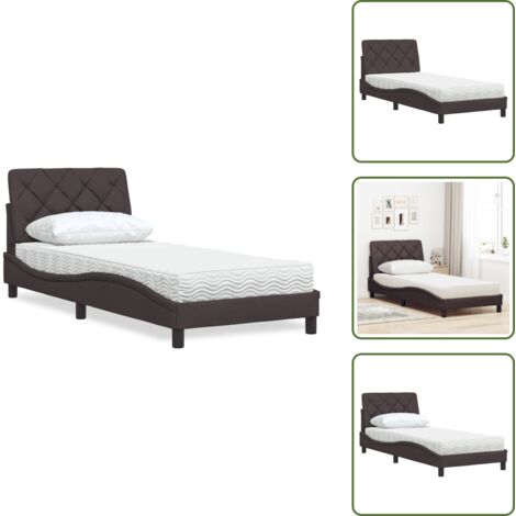 Cadre de lit - vidaXL Lit avec matelas marron foncé 80x200 cm tissu - Oreiller de tête