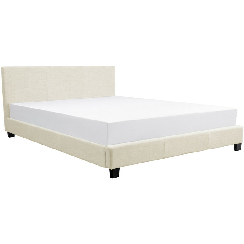 Cadre de lit yoko avec tête de lit et sommier à lattes en tissu - Beige, Largeur - 140 cm