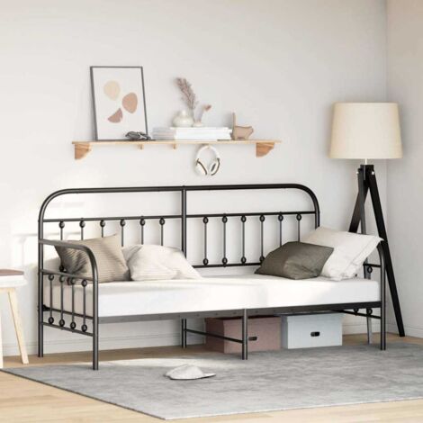 Cadre de lit,Structure de lit,Lit Adulte de jour Noir 75 x 190 cm Acier enduit de poudre
