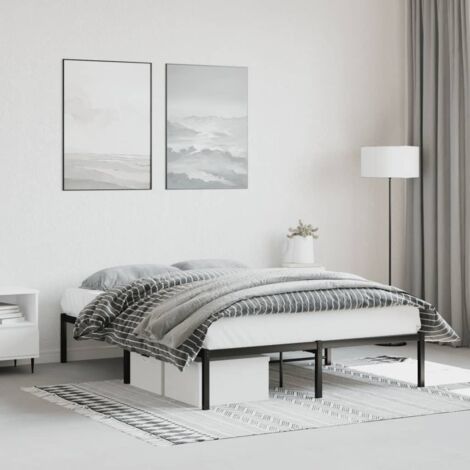 Cadre de lit,Structure de lit,Lit Adulte métal sans matelas noir 140x190 cm