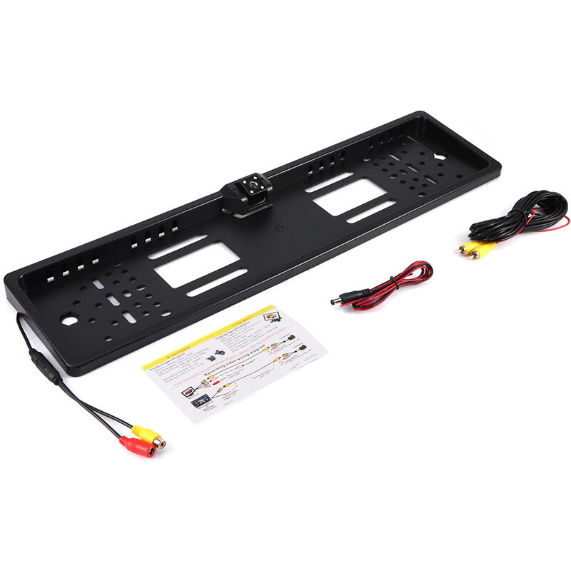 Jeffergarden - Cadre de plaque d'immatriculation européenne led caméra de recul Vision nocturne avec lumière blanche IP65 étanche noir