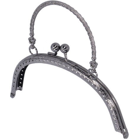 Cadre de Poignée Demi-Cercle en Métal Rhodié avec Serrure 16,5cm pour Accessoires de Sac DIY