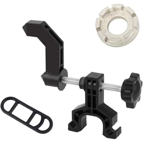 Cadre de roue de vélo portable, mini cadre de roue de vélo, outil de réparation de jante de vélo, clé à rayons (noir)