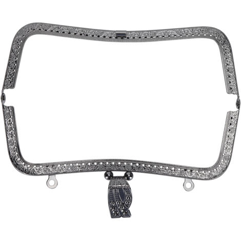 Cadre de Sac Métallique DIY 20cm Fermoir Baiser Rétro Poignée Relief Accessoires Quincaillerie Noir Fusil B01-027—00479