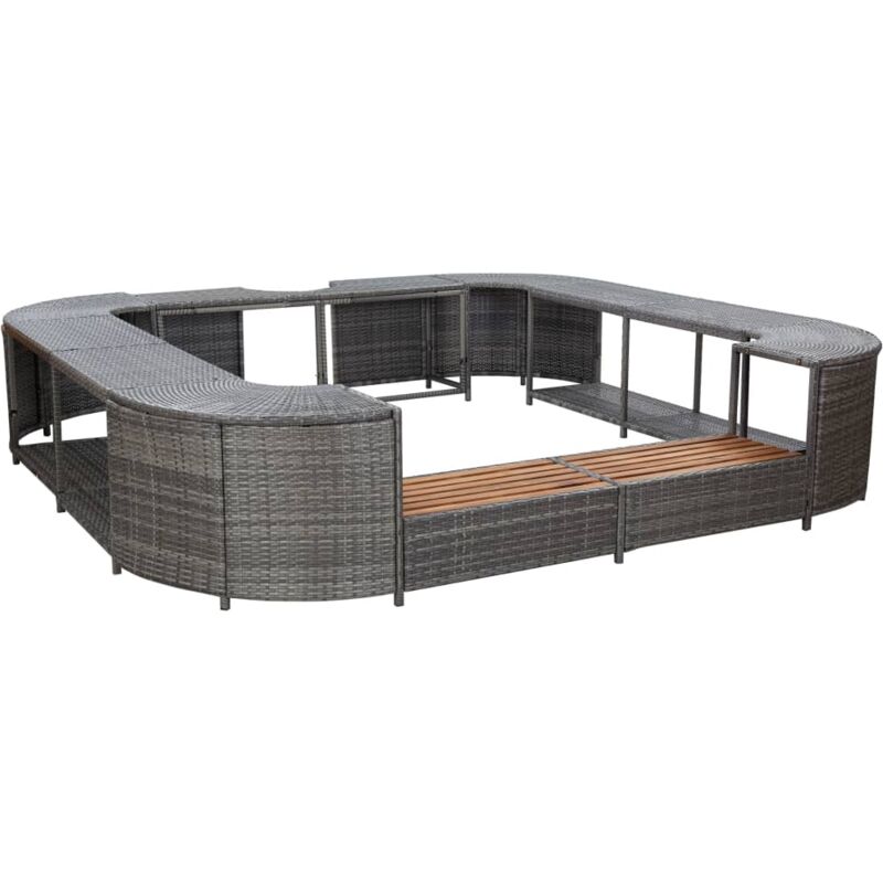 vidaXL Cadre de spa carré gris 268x268x55 cm résine tressée