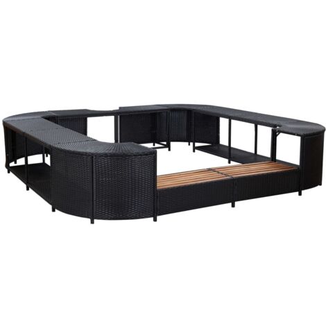Cadre de Spa Carré Résine Tressée Extérieur Cour Jardin Noir/Gris vidaXL