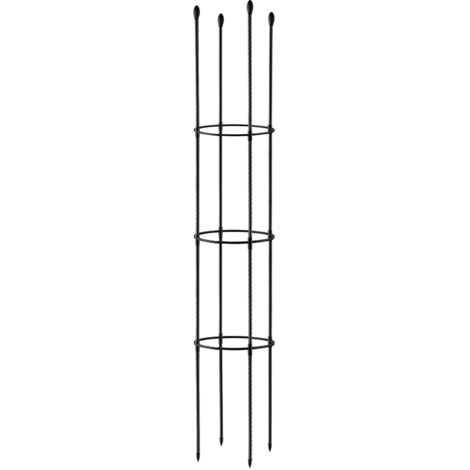 Cadre de Support pour Plantes en Pot - Structure Métal et Plastique Hauteur 154 cm - 12 Anneaux Plastique pour Roses Tomates Clématis