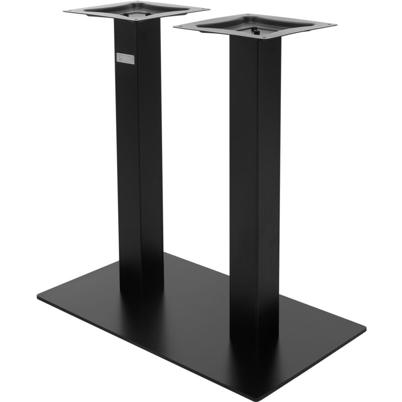 Ml-design - Cadre de Table Double Pieds Noir Hauteur 72 cm, Acier Laqué Époxy, Double Colonne de Table Plaque de Base 70x43 cm, Piètement de Table
