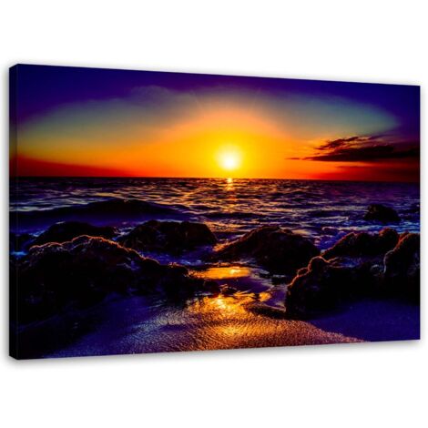 Cadre déco Coucher de soleil sur la mer 90x60