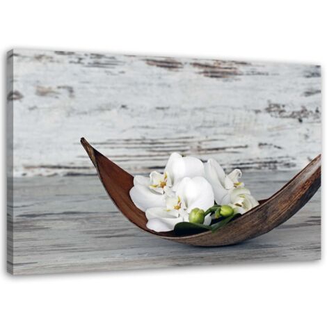 Cadre déco Fleurs Orchidée Bois Spa Zen 60x40