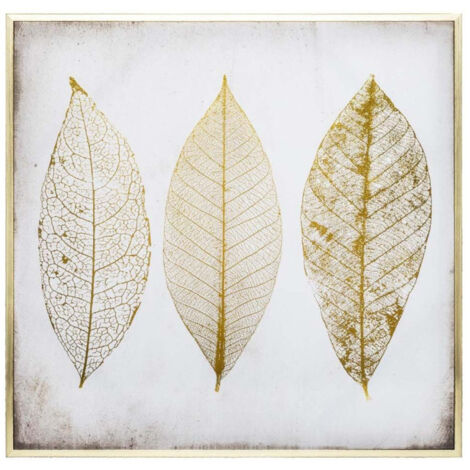 Cadre Déco Imprimé "Feuilles" 58x58cm Or