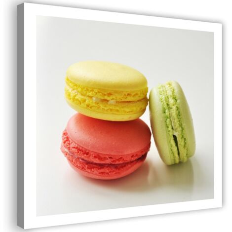 Cadre déco Macarons français colorés 50x50