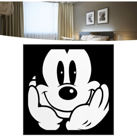 Cadre Décoratif pour Chambre Murale Tableau Nordique Moderne Type 2 30x30cm Bois et Toile Noir et Blanc 9mm