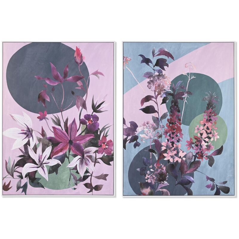 Tableau Dkd Home Decor 102,5 x 4,3 x 142,6 cm fleurs modernes (2 pièces)