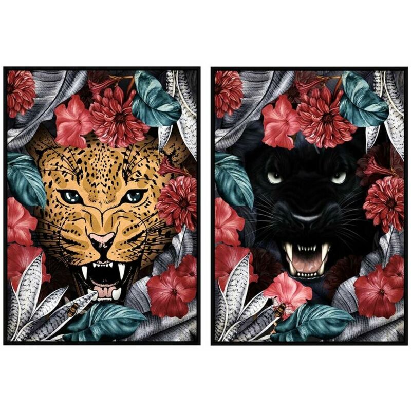 Tableau Dkd Home Decor 53 x 4,3 x 73 cm tropical jungle (2 pièces)