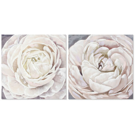 Cadre DKD Home Decor Fleur (2 pcs) (80 x 3 x 80 cm)