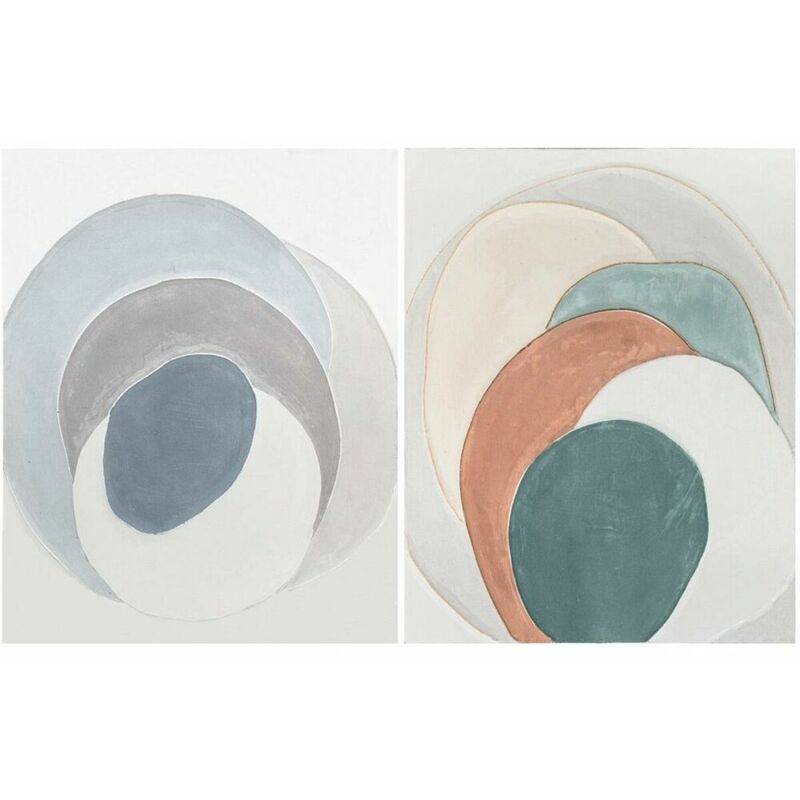 Dkd Home Decor - Tableau cercles modernes 80 x 3,7 x 100 cm (2 pièces)