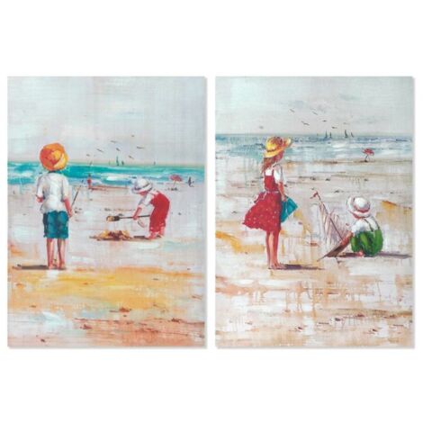 Cadre DKD Home Decor Plage Enfants (50 x 2,5 x 70 cm) (2 Unités)
