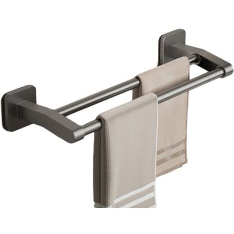 Cadre double Pas besoin de percer des trous Porte-Serviettes de Salle de Bain Anneau de Serviette Mural 40 cm,Gris pour support de couvercle de casserole de cuisine, espace ABS+aluminium -