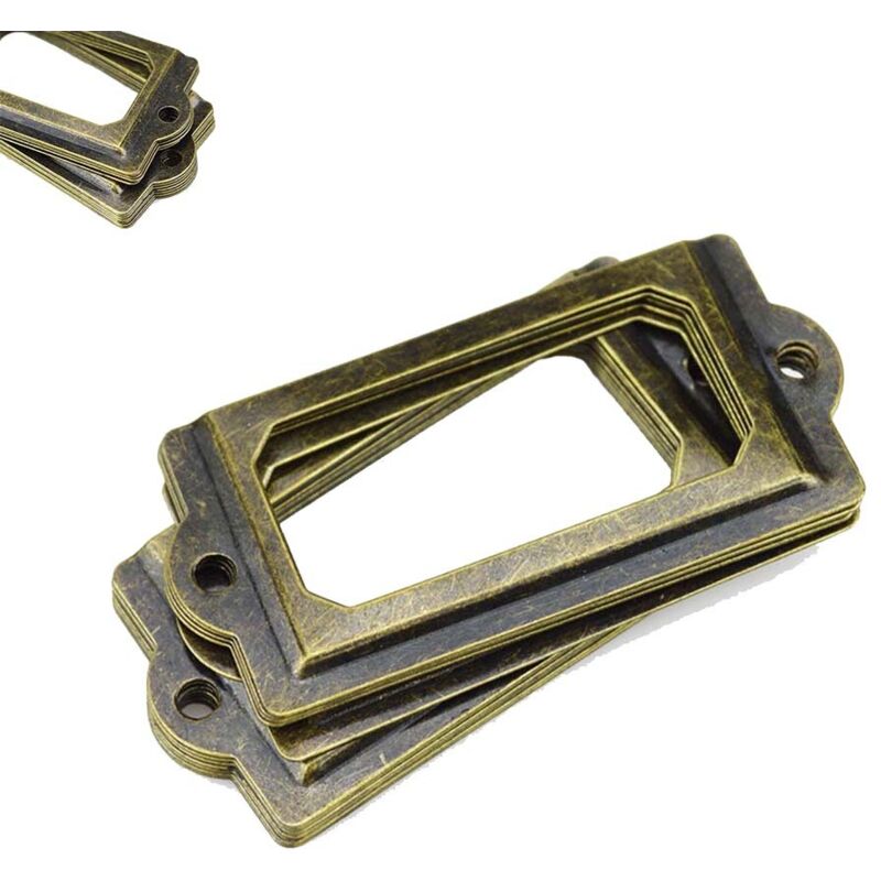 Mowze - Cadre d'étiquette Porte-étiquette en métal Cadre d'étiquette en bronze Porte-étiquette vintage étiquettes de cadre d'armoire Porte-cadre de