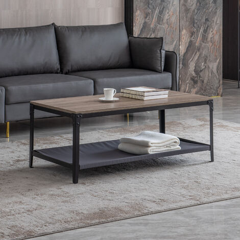 Cadre en métal noir avec plateau en bois Table basse multifonctionnel avec coussin en velours pour animaux de compagnie
