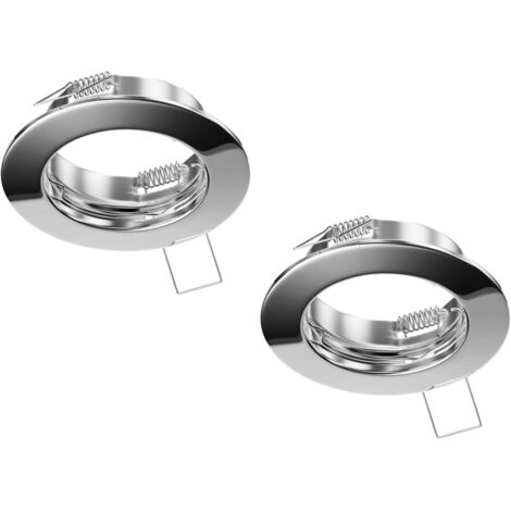 Cadre Encastrable Plafond - Lot de 2 - Acier Chrome - Compatible GU10 GU5.3 - Salon Cuisine Salle De Bain - Diamètre 81mm