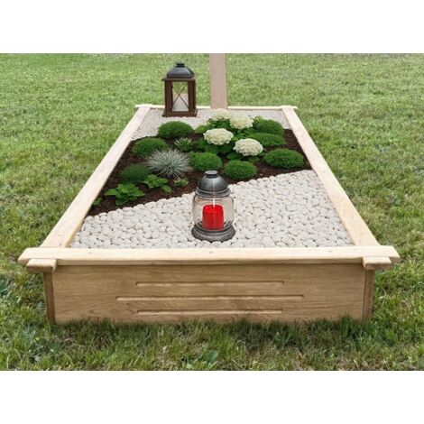 Cadre funéraire en bois de chêne massif 190x90x20 cm – Résistant aux intempéries – Montage simple et rapide – Pour cimetières – Syberdesk