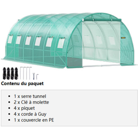 Cadre galvanisé pour serre tunnel – Couverture étanche – 20x10x7 pieds – Serre maraîchère – Châssis froid