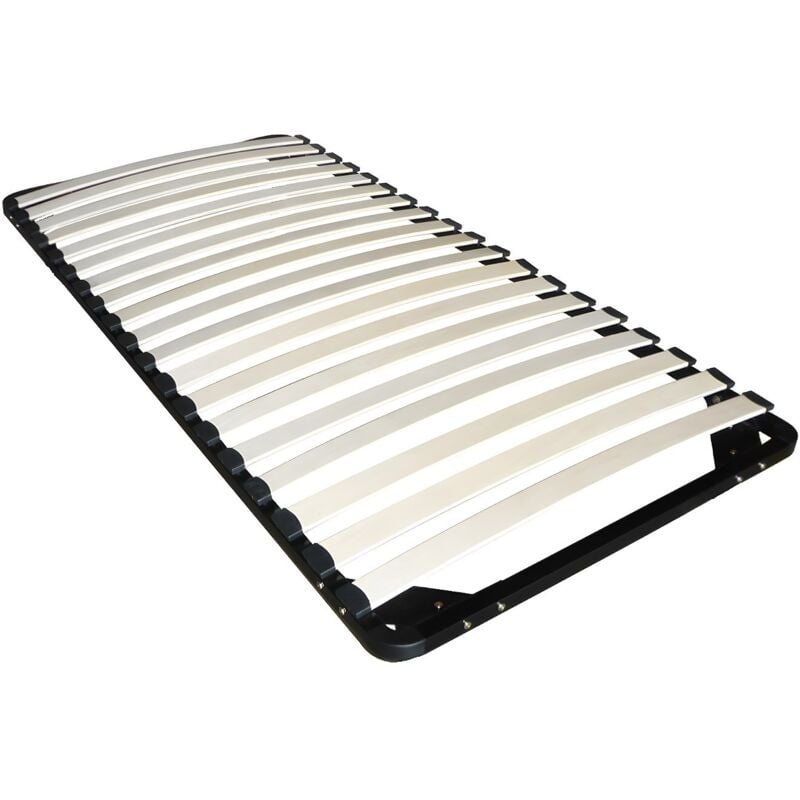 Vente-unique - Sommier cadre à lattes 90 x 200 cm -19 lattes - Sans pied - Noir - kalista de ysmée