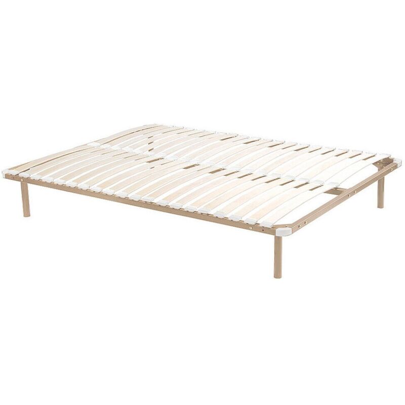 Vente-unique - Sommier cadre à lattes 140 x 190 cm - 2x19 lattes avec pieds - Beige - kalista de ysmée