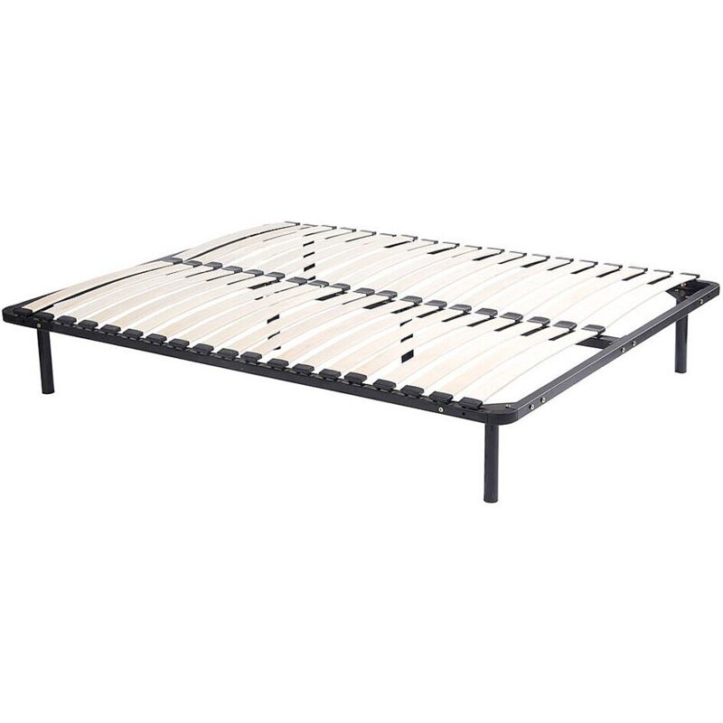 Vente-unique - Sommier cadre à lattes 120 x 190 cm - 2x19 lattes - Avec pieds - Noir - kalista de ysmée