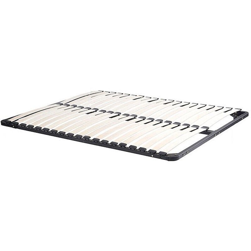 Vente-Unique – Sommier cadre à lattes 140 x 190 cm – 38 lattes en bois peuplier – Charge maximale 250 kg – Technologie lattes actives – Noir