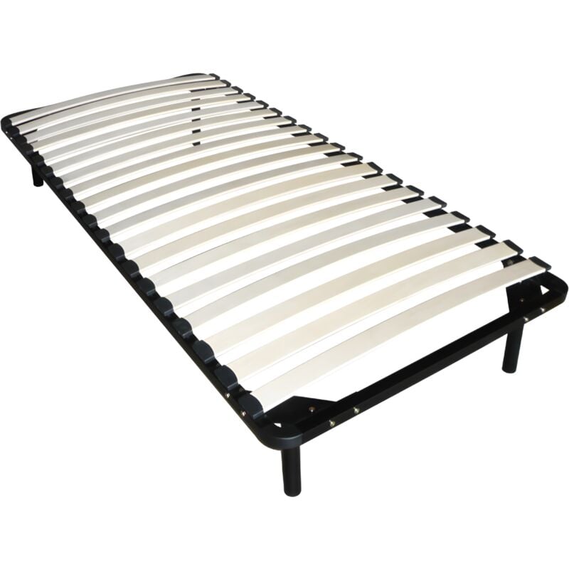 Sommier cadre à lattes 90 x 200 cm - 19 lattes - Avec pied - Noir - kalista de ysmée
