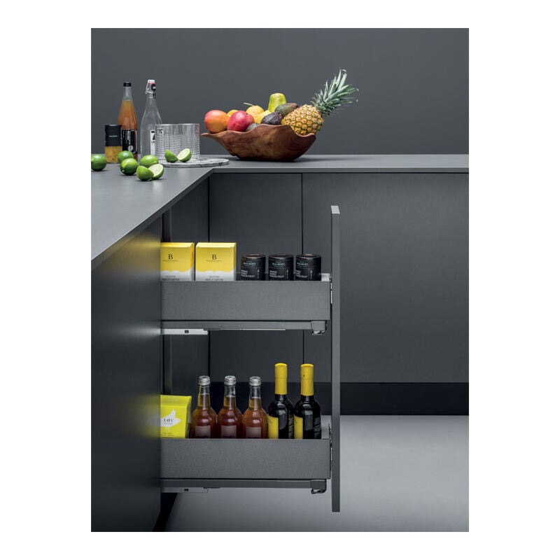 Cadre médian coulissant bas - Modèle : Galaxy - Largeur : 107 mm - Matériau : Mélaminé / Acier - Sens : Gauche - Version : Fil plat - Hauteur : 550