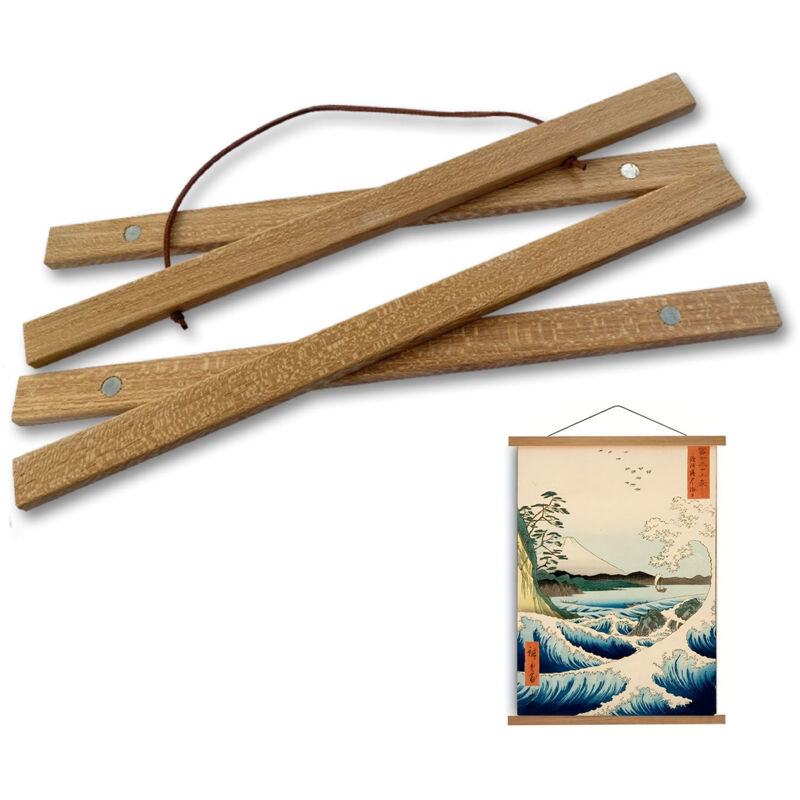 Cadre magnétique pour affiches, 51 cm, en bois, pour posters, suspensions à rouleaux, teck brun
