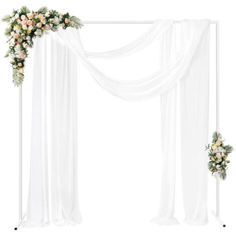 Cadre métal blanc pour arche de mariage – 2x2 m (6x6,6 pi) – Hauteur réglable – Support DIY fleurs et ballons