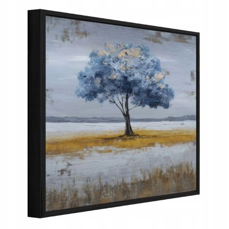 cadre métallique noir tableau arbre abstrait loft salon chambre 30x30