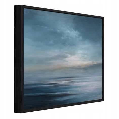 cadre métallique noir tableau mer abstrait loft salon chambre 50x50