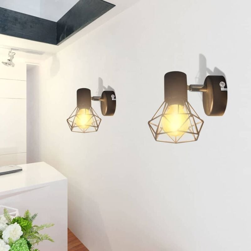 Applique murale 2 pcs style industriel noir avec ampoule led Vidaxl