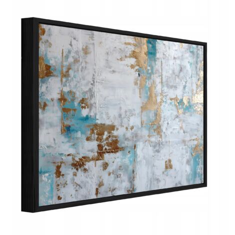 cadre noir Peinture sur toile abstraite béton salon chambre 120x80