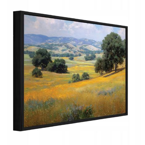 cadre noir Peinture sur toile champ nature arbres salon chambre 40x30