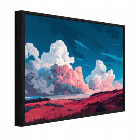 cadre noir Peinture sur toile paysage aquarelle salon chambre 100x70