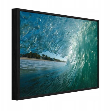 cadre noir Peinture sur toile vagues mer océan salon chambre 100x70