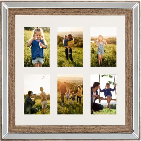 Cadre photo multivues BRIO Scandi multivues pour 5 photos 10x15 - 3  couleurs : blanc, bois brut et naturel