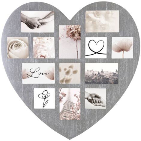 Cadre Pele Mele Patine Coeur Gris Atmosphera 150600 Gris