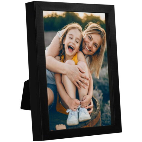 Cadre photo 10x15 cm à poser ou à accrocher, en MDF noir, style BD art