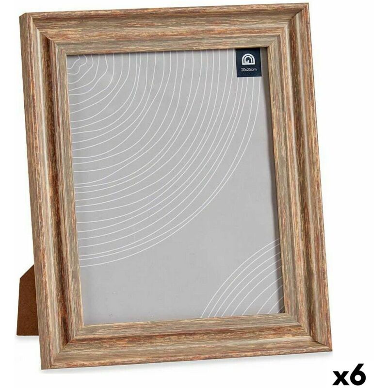 Cadre photo de 26 x 2 x 31 cm verre bois brun cuivre plastique (6 pièces)