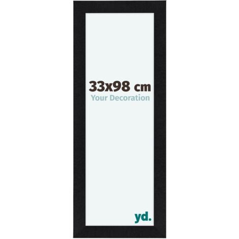 Cadre photo 33x98 cm noir mat MDF – Plaque de verre acrylique anti-reflets – Utilisable horizontalement et verticalement
