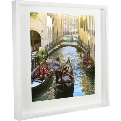 Cadre photo 3D, boîte profonde, 50 x 50 cm, carré, blanc