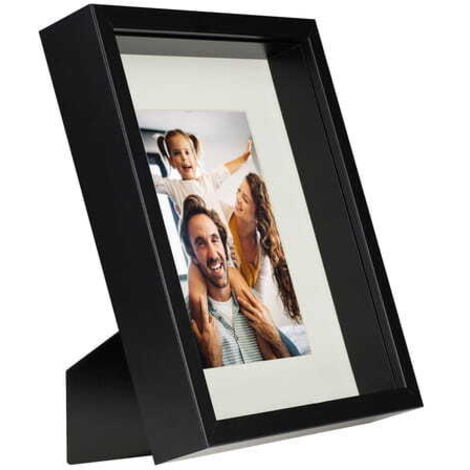 Cadre photo 3D rectangulaire noir, boîte à ombre profonde 20x25 cm
